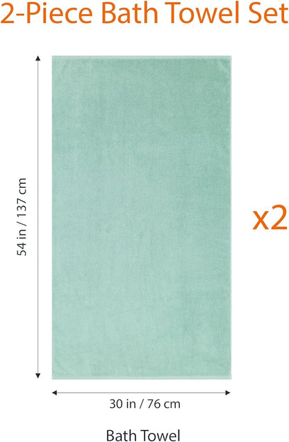 Amazon Basics 100% Cotton Quick-Dry Lightweight Moisture Absorbing Bath Towel, 2 Count, Seafoam Green, 54" x 30" (Pack of 12)