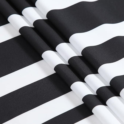 Extra Long White and Black Striped Shower Curtain 72x84 Inches, Waterproof Fabric with Modern Gradient Lines, 12 Rustproof Grommets & Weighted Hem