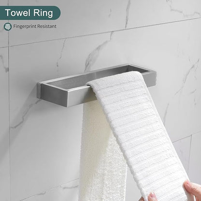 TNOMS Brushed Bathroom Hardware Accessories Set 4 Pieces Brushed Nickel Towel Bar Set, 23.6 Inch Towel Rack Set SUS304 Stainless Steel Bathroom Set,Wall Mounted