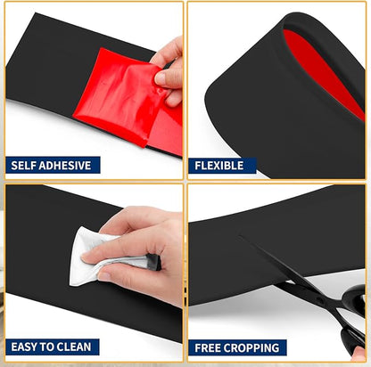 Flexible Baseboard Molding Trim 6 Inch Self-Adhesive Vinyl Wall Base Peel and Stick Cove Base Rubber Wall Baseboard Moulding Trim (60Ft, Black)
