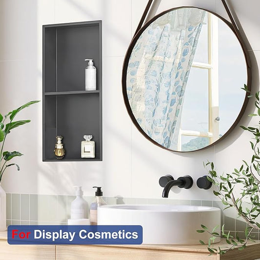 Shower Niche, Stainless Steel Elegant Bathroom Niche, No Tile Needed Recessed Shower Shelf Organizer for Storage
