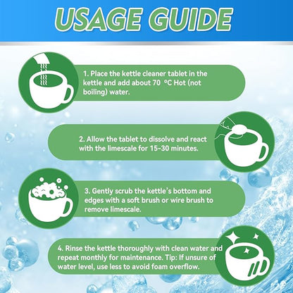 Kettle Descaler Tablet, 20 Pack Kettle Cleaner Removes Hard Water Buildup, Efficient Water Bottle Cleaning Tablets, Limescale Remover Tablet For Kettles, Coffee Machines, Shower Heads