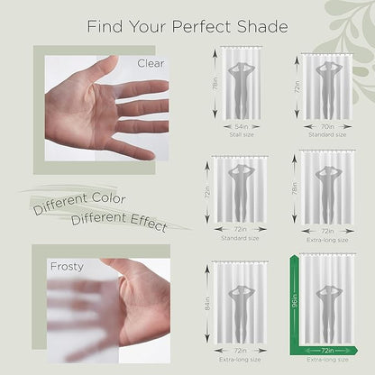 Stitch & Stone Shower Curtain Liner, Premium Medium Weight Durable Waterproof 6g PEVA for Bathroom with Weighted Magnets, Extra Long 72" x 96", Frosty 1 Pack