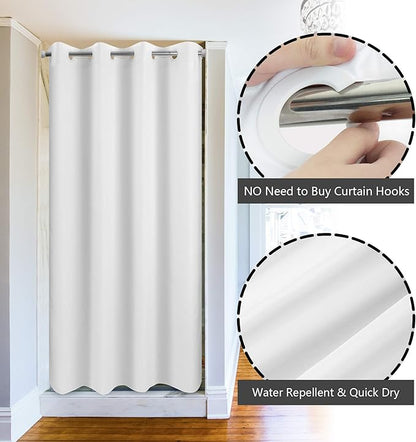 River Dream No Hook Stall Shower Curtain Microfiber Fabric - Soft 42" Width Shower Stall Curtain Hotel Grade, Waterproof & Machine Washable, White, 42x74