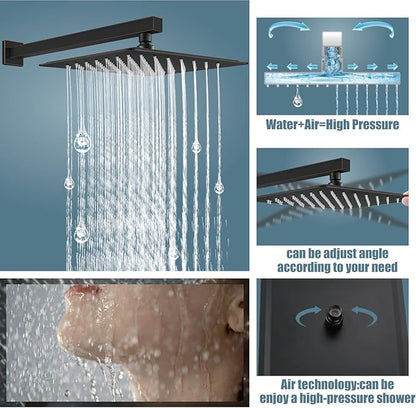 Aolemi Shower Faucet Set Rain Shower System with Handheld Spray Bathroom Shower Combo Rough-in Valve and Shower Trim Kit Included Oil Rubbed Bronze 10 Inch Wall Mount Shower Head