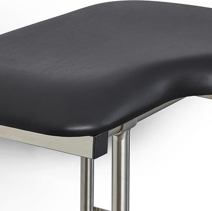 28" x 22.5" Black Padded Wall Mount Folding Left-Handed Transfer Bench Shower Seat with Legs, ADA Compliant