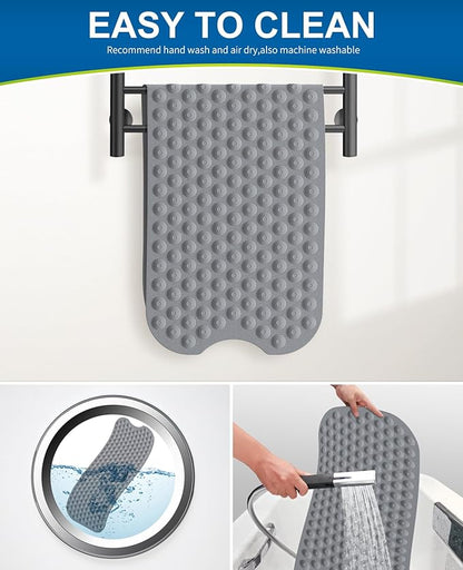 Bathtub Mat Non-Slip Without Suction Cups, 39x16inch Extra Long Bath Mats for Shower Bathroom, Machine Washable Natural Rubber Shower Tub Mat (39x16inch, Deep Grey)