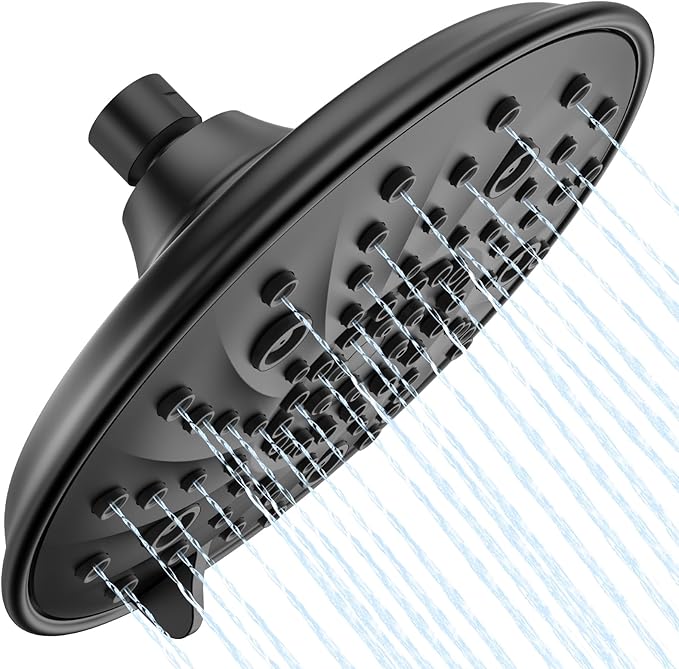 Ryamen Filtered Shower head, Rain Shower Head with Filter, High Pressure Shower Filter Head for Hard Water, 99% REMOVAL for Chlorine, Heavy Metals, Improves Skin & Hair (Unfiltered, Black)