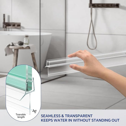 2-Pack Frameless Shower Door Bottom Seal (3/8" X 36") Clear Glass Seal Strip Shower Door Sweep - Stop Shower Leaks