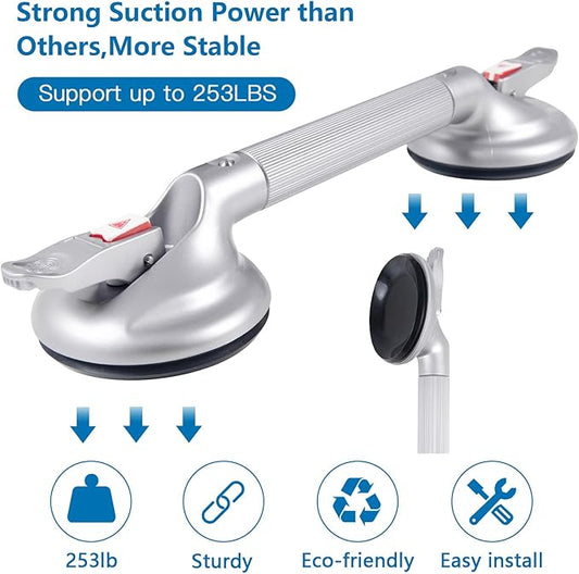 17inch Upgrade Suction Shower Grab Bar, Portable Shower Handle Bar Suction Grip Bar Bathtub Handle with Strong Hold Suction Cup Fitting and Rapid Release for Bathroom(Max Capacity :300lb