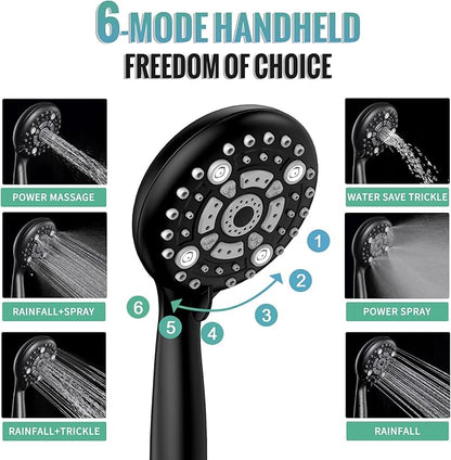 SR SUN RISE Matte Black Shower Faucet Set - 10 Inch Rain Shower Head with Adjustable Slide Bar Combo Set - Wall Mounted Rain Shower System Bathroom (Valve and Trim Kit Included)