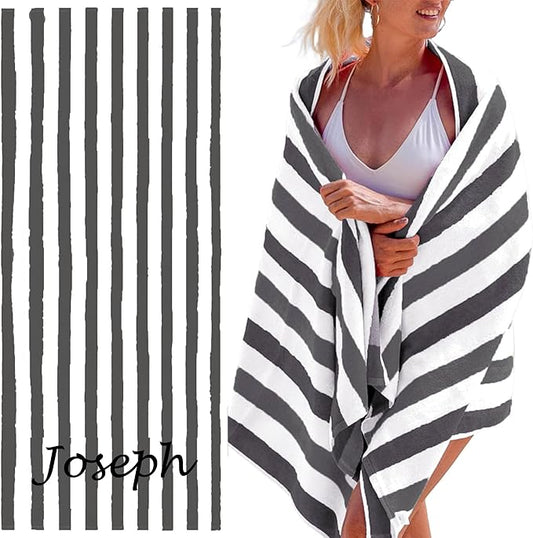 Personalized Passion Beach Towels for Adults - Custom Pool Towels with Name - Highly Absorbent Cotton - Striped Design for Women & Men - Large 70x30 Bath Sheet for Hotel, Swim & Camping - Dark Gray