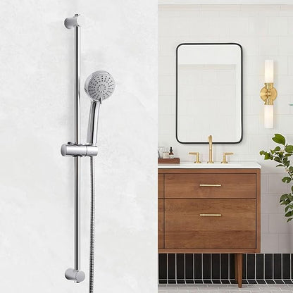 OFFO Shower Slide Bar, 31 in Slide Bar with Adjustable Handheld Shower Head Holder for Bathroom Wall Mounted, Chrome Finish