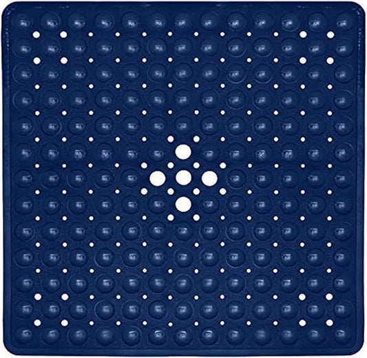 ENKOSI 21 x 21 inch Square Non-Slip Shower Mat – Anti-Slip Shower Mats for Inside Shower – Secure Grip for Shower Stall Floors – Quick-Dry with Drain Holes (21x21 Navy Blue)
