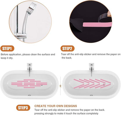 Non-Slip Bathtub Stickers Safety Bathroom Tubs Showers Treads Adhesive Decals Scraper (Pink)