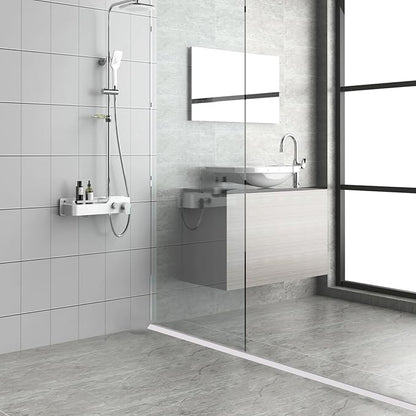 Shower Threshold Water Dam Guard - Self-Adhesive Silicone Waterproof Barrier, Water Stopper Shower Door Bottom Seal Strip Shower Splash Guard for Bathroom Kitchen Bathtub (99in, White)