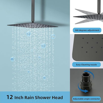 Shower System 12 Inches Rainfall Shower System Shower Head System for Bathroom 3 function shower system set Shower Faucet Rough-in Valve