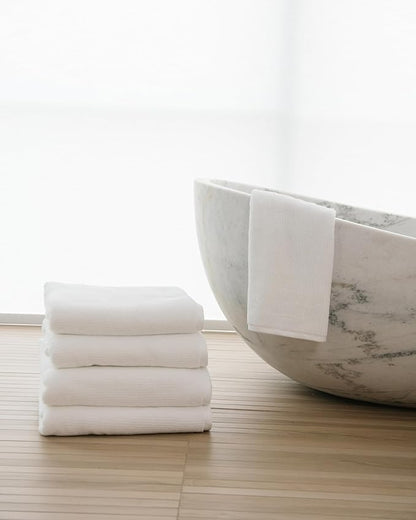 Cozy Earth Ribbed Bath Sheet Set - 60% Cotton 40% Viscose from Bamboo Bath Sheets - Soft & Absorbent Textured Ribbed Pattern - 2 Pack White
