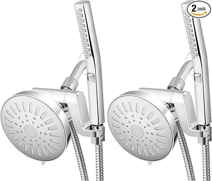 Waterpik High Pressure Handheld Wand and Rain Shower Head Combo with 8-Foot Long Metal Hose, BodyWand Spa System with 7 Spray Modes for Hair and Body, Chrome (Pack of 2)