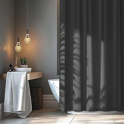 72 x 84 inch Extra Long Waterproof Fabric Shower Curtain Liner, Charcoal Grey Cloth Shower Liner with 3 Large Magnets, Bathroom Dark Grey Long Shower Curtain Machine Washable