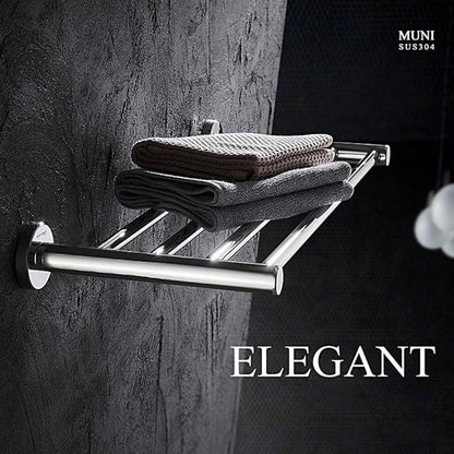 20 Inch Bathroom Towel Rack, Hotel Style Towel Racks for Bathroom Wall Mounted, Modern Towel Bar Rack, 2-Tier Towel Shelves, Polished Chrome
