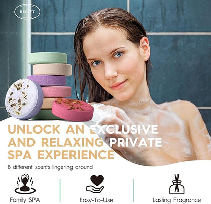 Shower Steamers Aromatherapy - 8 Pack Shower Bombs Fruit Scents with Essential Oils, Birthday Gifts for Girlfriend, Her, Men, Mom, Teens, Self Care Relaxation Home SPA Stress Relief