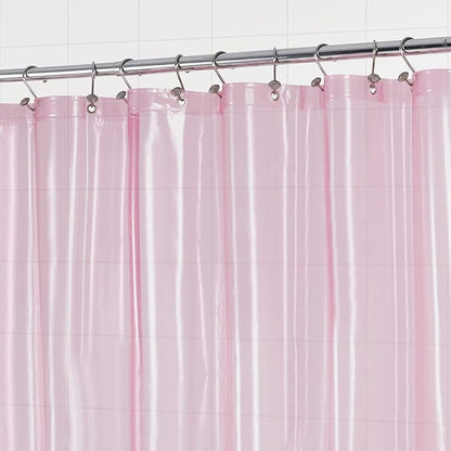 Barossa Design Clear Pink Stall Shower Curtain Liner with 3 Magnets - 36" x 72" Waterproof Lightweight PEVA Plastic Narrow Shower Liner for Small Bathroom, Metal Grommets - Clear Pink