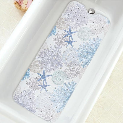 Bathtub Mat Non Slip, Extra Long Bath tub Mat Shower Floor Mat with Suction Cups and Drain Holes for Adults Kids Elderly 40 X 16 Inch