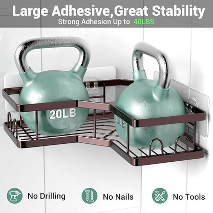 Corner Shower Caddy Organizer Shelf: Adhesive No Drilling Shower Rack Bathtub Shelves - 3Pack Rustproof Bathroom Shower Shelf