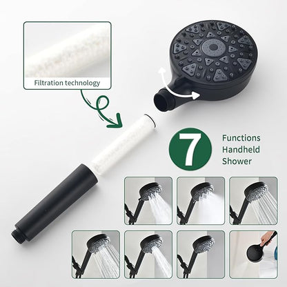 Shower Faucet Set with Tub Spout Tub and Shower Faucet Set Complete with Handheld Shower Head Shower Combo Set Shower System with Tub Spout Tub and Shower Trim Kit Matte Black