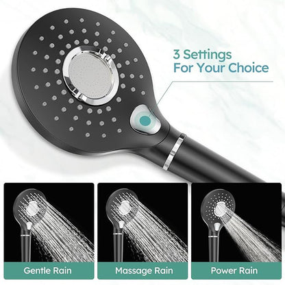 SunCleanse Shower System - 12 Inch Dual Filtered Rainfall Shower Head Combo - High Pressure 3 Spray Mode Showerhead-Included Rough in Valve and Trim Kit - Matte Black