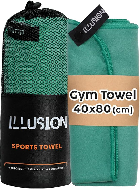 illusion Small Microfiber Gym Towels for Men and Women Active Sports (32" L x 16''W)-Lightweight Quick Dry Gym Towel for Sweat-Workout Towels Ideal for Yoga, Camping, Running, and Outdoor Activities