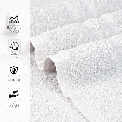 Hand Towels (Pack of 24) White Economy Towels Salon Towels - 100% Cotton Spa Towel – 16 x 27 Inches Highly Absorbable, Facial, Gym, Hair, Face Towel Bulk