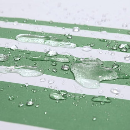Extra Long Green and White Striped Shower Curtain 72x84 Inches, Waterproof Fabric with Modern Gradient Lines, 12 Rustproof Grommets & Weighted Hem