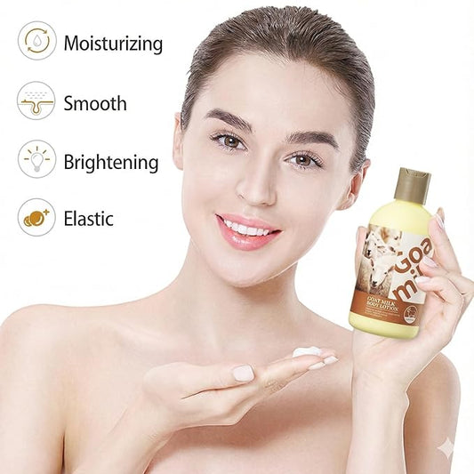 Goat Milk Body Lotion for Dry Sensitive Skin - [250ml] Natural Moisturizing Cream with Lactic Acid - Soothing & Softening Daily Moisturizer for Rough Skin - Non-Greasy Formula