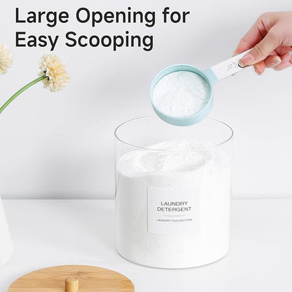 3 Pack Glass Jars and Acrylic Dryer Sheet Holder, Laundry Pods Container with Bamboo Lid and Measuring Cups for Laundry Room Organization, Powder Detergent Containers
