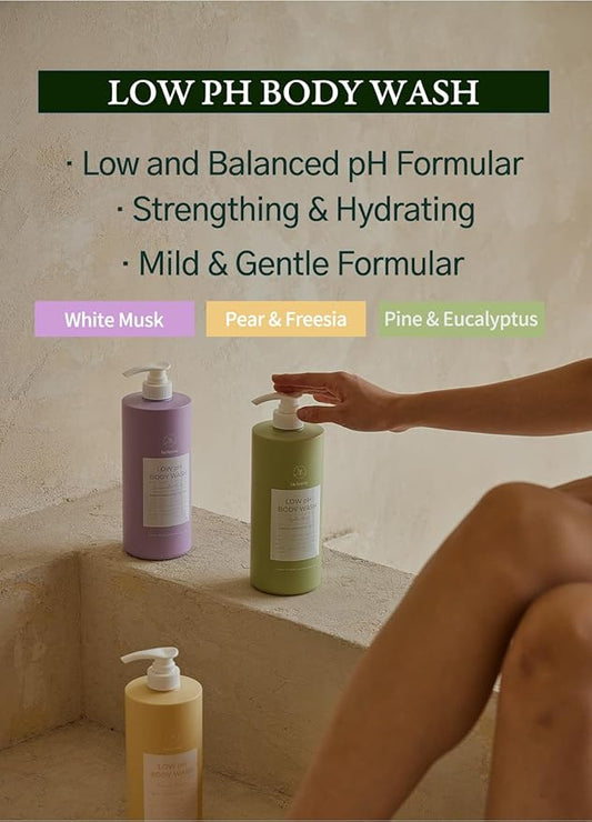 laferme Low pH balanced Gentle Korean Body Wash with Natural & Organic Ingredients, Hypoallergenic for Sensitive Skin, Moisturizing & Hydrating for Dry Skin, For Women & Men, 33 Fl Oz, Lavender Musk