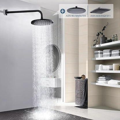 BRIGHT SHOWERS 16-Inch Shower Head Extension Arm with Flange, L Shaped Shower Extender, Extra-Long Stainless Steel Shower Pipe, Oil-Rubbed Bronze
