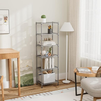 Small 5 tire Shelves Storage Wire Shelving Unit Metal Shelf Adjustable Organizers Storage Shelving for Bathroom Laundry Room Kitchen Pantry10”D x 16”W x 60.2”H Silver