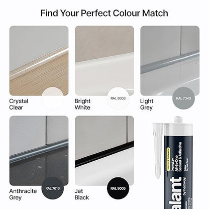 Crystal Clear Kitchen & Bathroom Sealant & Adhesive Hybrid Polymer | Superior to Silicone Caulk Sealant | Waterproof, Odorless, Paintable | Ideal for Around Bathtub, Shower, Kitchen - 300ml 1 Pack