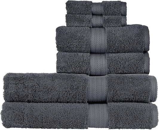 Christy Renaissance 6 Piece Gray Towel Set | 100% Egyptian Cotton | Luxury Bathroom Towels | Soft and Super Absorbent | 675 GSM | 2 Bath Sheet 2 Hand 2 Face | Ash Gray