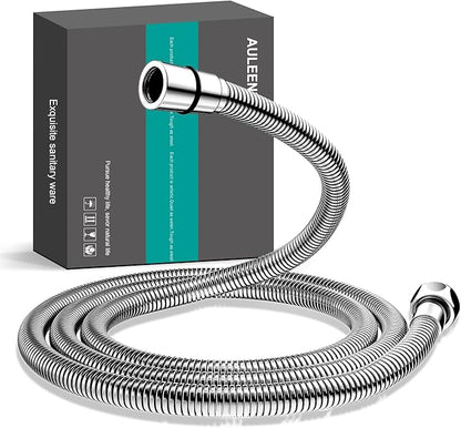 shower hose 304 stainless steel extra long shower hose replacement handheld shower head hose extension (Chrome, 78 inch)