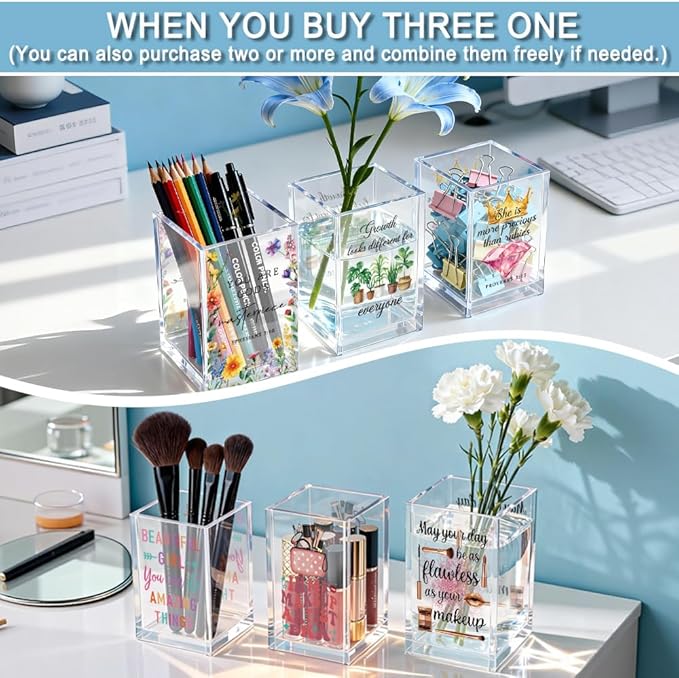 Beauty is My Business Acrylic Cosmetic Holder, Funny Makeup Brush Holder Gifts for Cosmetologist Makeup Lover Women Girls, Christmas Birthday Gifts for Daughter Niece Sister BFF