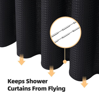 LaCyan 3 in 1 Waterproof Waffle Weave Shower Curtain and Clear Liner Set with 12 Stainless Steel Hooks Double Sided for Bathroom 72 Inches Heavy Duty Polyester Fabric Shower Curtains 36x72