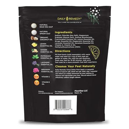 Citrus Detox Foot Soak with Epsom Salt - for Foot Callus, Immune Boost, Damaged Toenail, Athletes Foot, Pedicure and Soothes Tired Feet - Made in USA