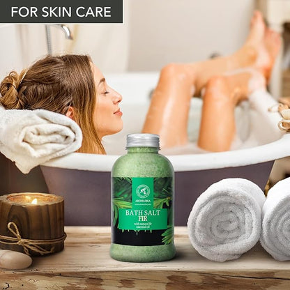 Fir Bath Salt with Natural Fir Essential Oil 21.16 Ounces - Natural Bath Sea Salt - Coniferous Salts - Best for Bath - Good Sleep - Relaxing - Body Care - Beauty - Aromatherapy