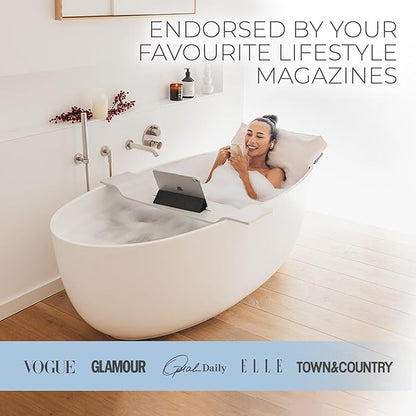 BADESOFA® Luxury Bathtub Pillow L - Large Bath Pillow for Therapeutic Neck and Back Support Quick-Drying - Washable Full Body Bath Tub Cushion - Luxury Spa Cushion in Blue