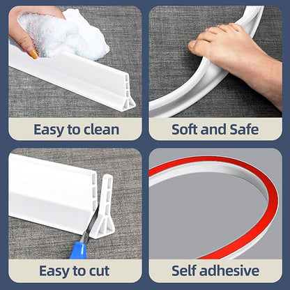 (Upgraded)3” High Shower Threshold Water Dam 39 Inch Collapsible Shower Barrier Water Stopper Shower Water Guard Dry and Wet Separation for Bathroom Kitchen and More(3.3ft)