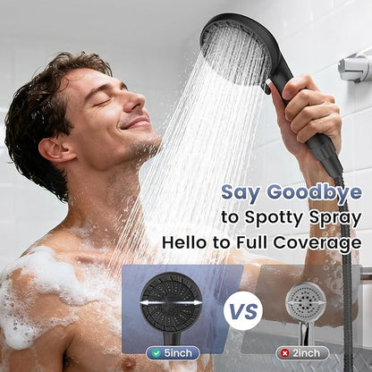 Filtered Shower Head with Handheld, High Pressure 8 Spray Showerhead with Filters & Upgraded Detachable Shower Head, Water Softener Filters Beads for Hard Water -Remove Chlorine (Black)