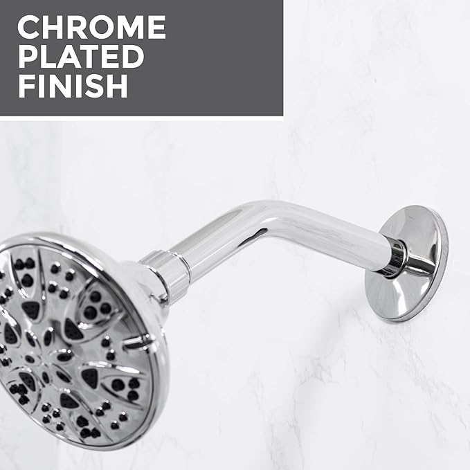 VETTA 8 Inch Shower Arm and Flange, Stainless Steel Construction, Shower Head Extension Extender Pipe Arm, Chrome Finish